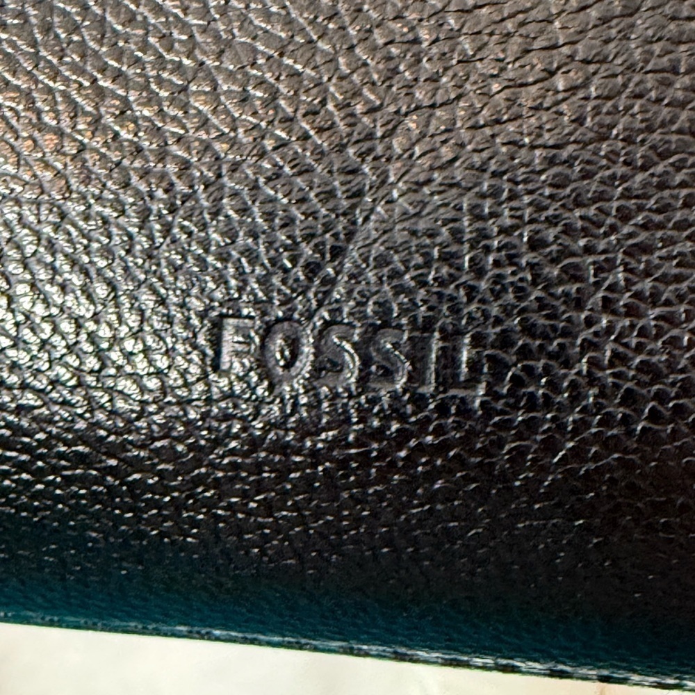 Fossil Vintage Black Pebbled Leather Crossbody GUC - Picture 6 of 11